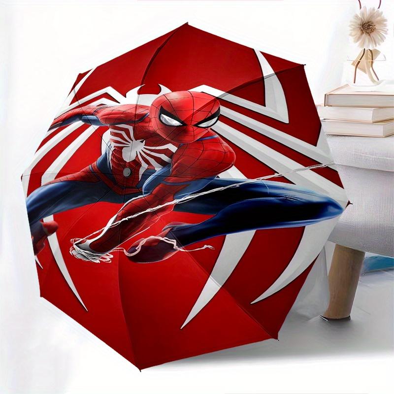 Spider-Man Theme Automatic Compact Folding Cute Umbrella - Portable and Durable, 8-Bone Iron Umbrella for All Weather0707062