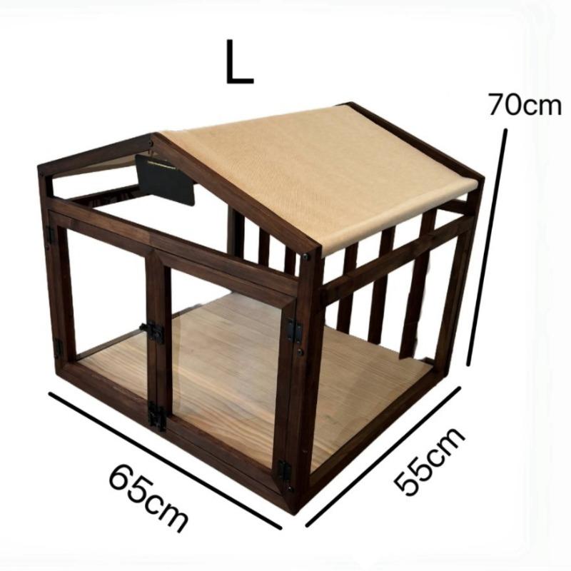Wooden Transparent Pet House with Double Doors Indoor Dog Cat Crate Fence Stable Safe Houses for Small To Medium Cats Dogs
