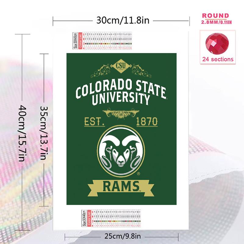 Colorado State Rams 100% Round Full Drill 5D DIY Diamond Painting Embroidery Cross Stitch Rhinestone Décor