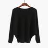 Batwing One-Shoulder Plus Size Knitted Sweater Top for Women