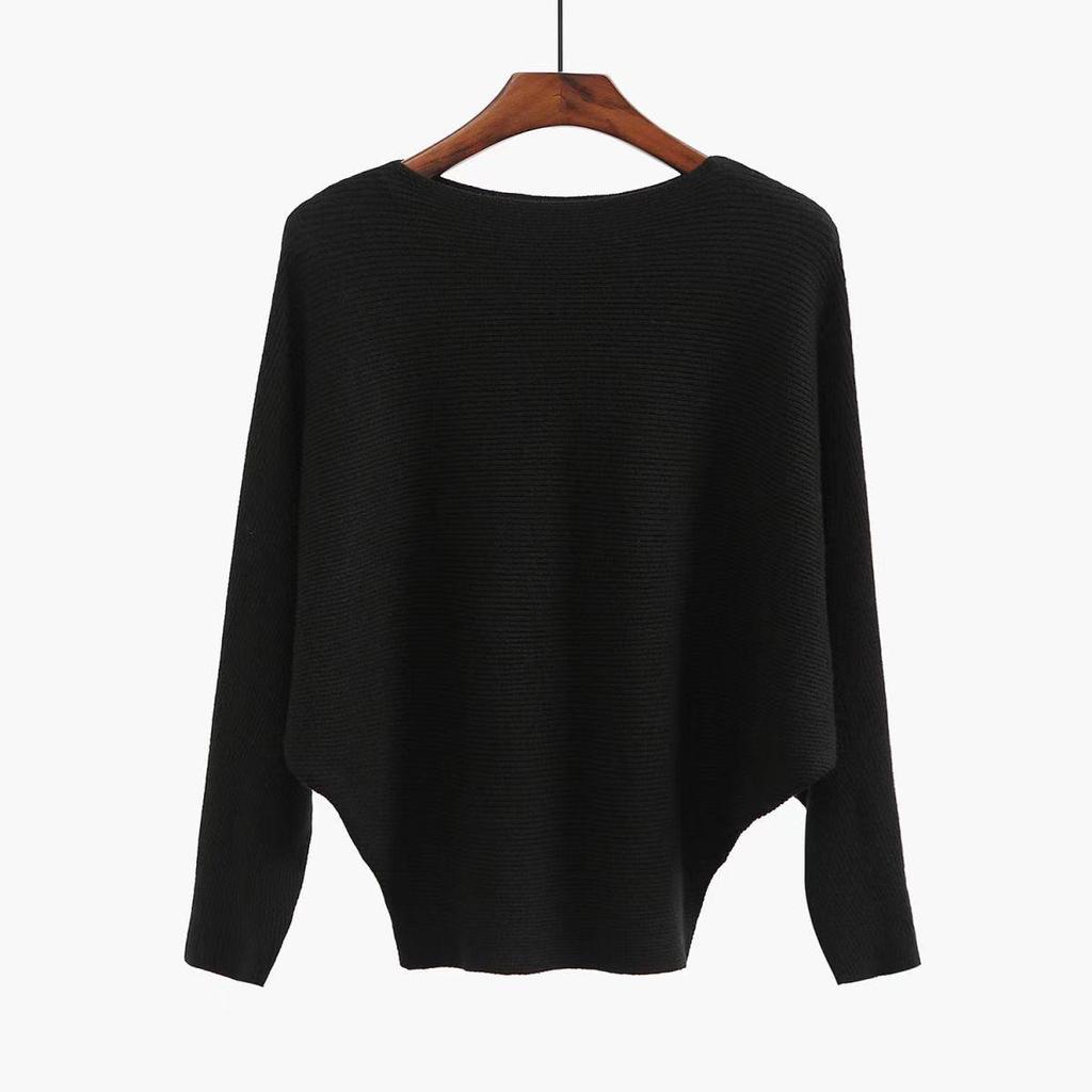 Batwing One-Shoulder Plus Size Knitted Sweater Top for Women