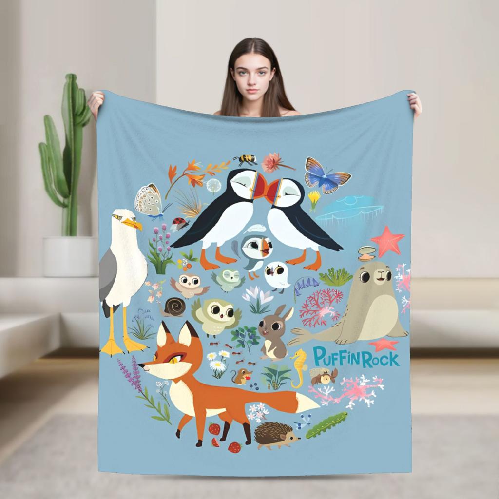 Puffin Rock Decke Qualität Superweich Tagesdecke Winter Kinder Heimdeko Mode Tagesdecke
