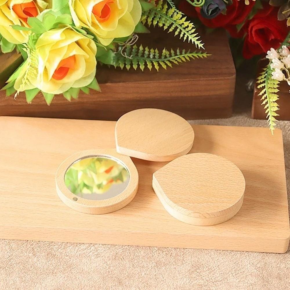 Foldable Wood Makeup Mirror Rotatable Small Mirror Portable Pocket Mirror  Outdoor