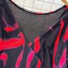 Sexy Tie-dye Printed V-Neck Long Sleeve Dress Women Chic Elegant Patchwork Vintage Midi Dresses Female Korean Fashion Casual One Piece Dress 2024