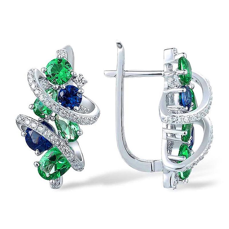 Fashion Inlaid Zircon Earrings For Women, Geometric Line Ear Buckles, Light Luxury High-End Earrings With A Sense Of Design