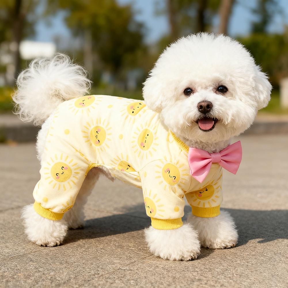 Soft Cotton Dog Pajamas Onesie for Small Medium Dogs - Polyester, Cozy, Wrinkle-Resistant Four-Legged Pet Apparel