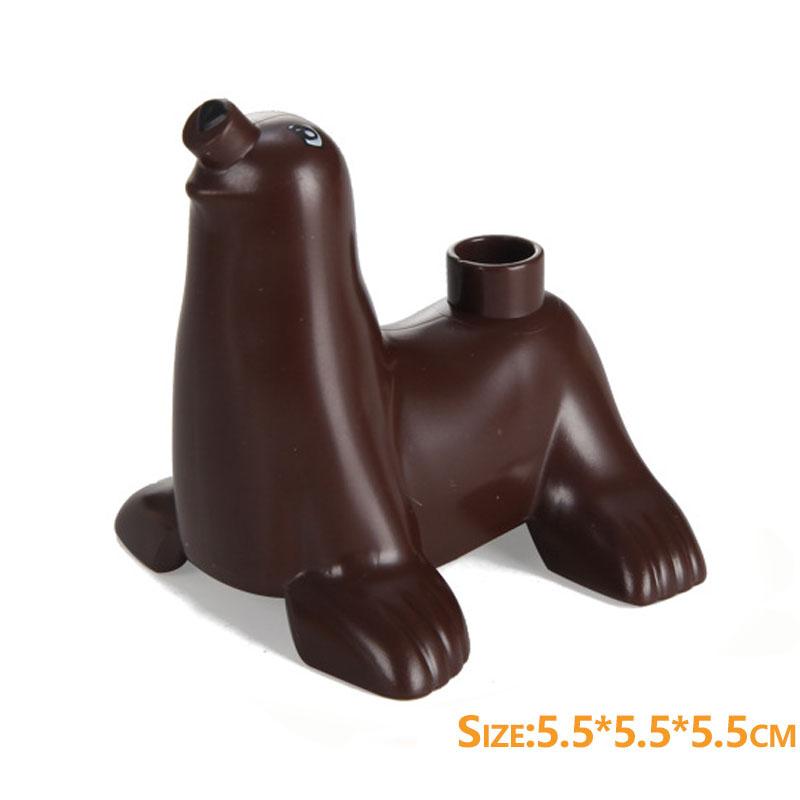 1Pcs Big Block Building Classic Marine Animal Wildlife Penguin Whale Compatible Duplo Bricks Set Supplement Toy For Children