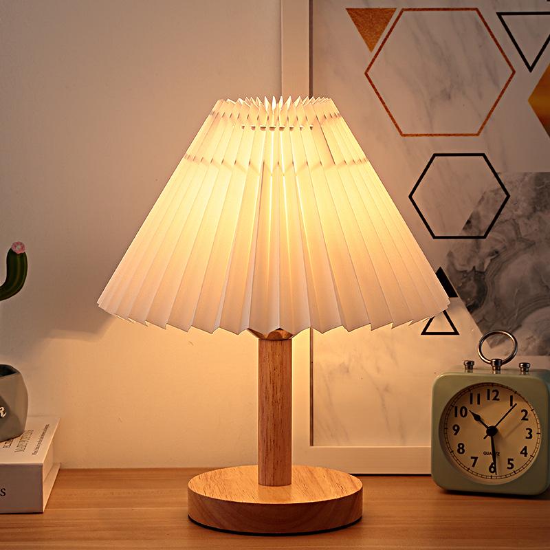 Pleated Nordic Style Table Lamp for Bedroom, Bedside, or Dormitory Décor