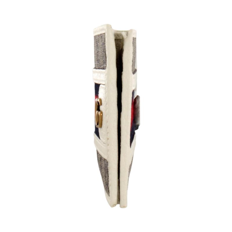 Gucci Ophidia aged old flower logo striped webbing classic recommendation canvas and leather short wallet wallet men's ebony color and white