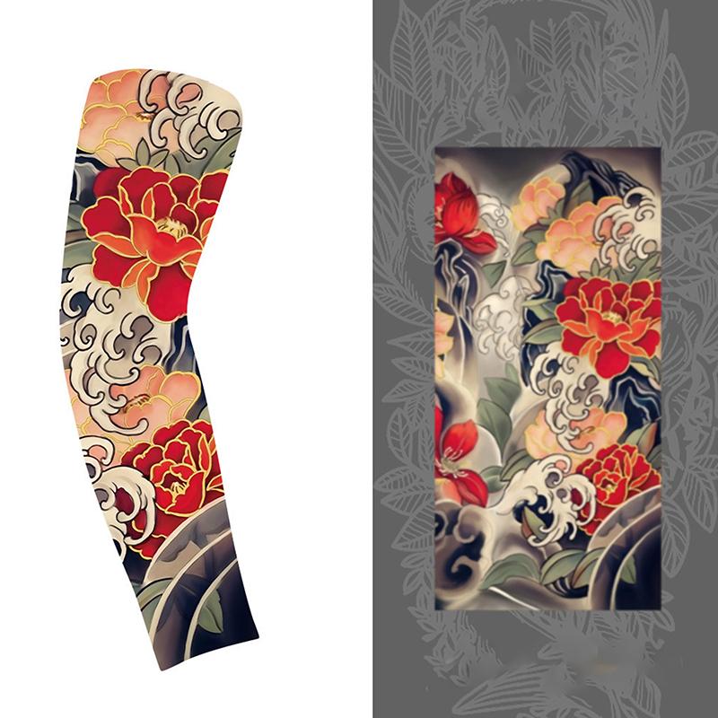 1Pc Arm Covers Flower Cooling Arm Tattoo Sleeve Uv Protection Cycling Gloves Unisex Sunscreen Sleeve Sunscreen Arm Warmers