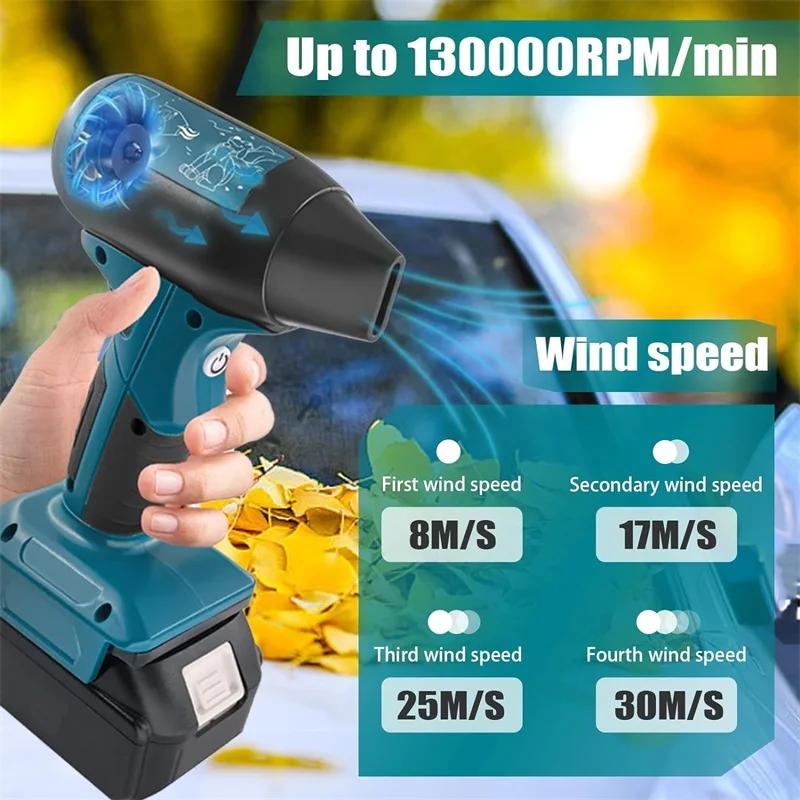 Cordless Air Blower Dusting Machine Multifunction Dust Blower Inflator 130000RPM Turbo Jet Fan For Makita 18V Li-ion Battery