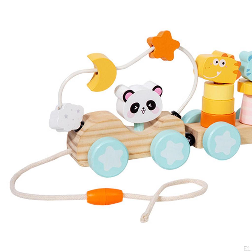 Pull Along Toy Toys Education Shape Matching Game Building Blocks for Walking Wooden Toddlers