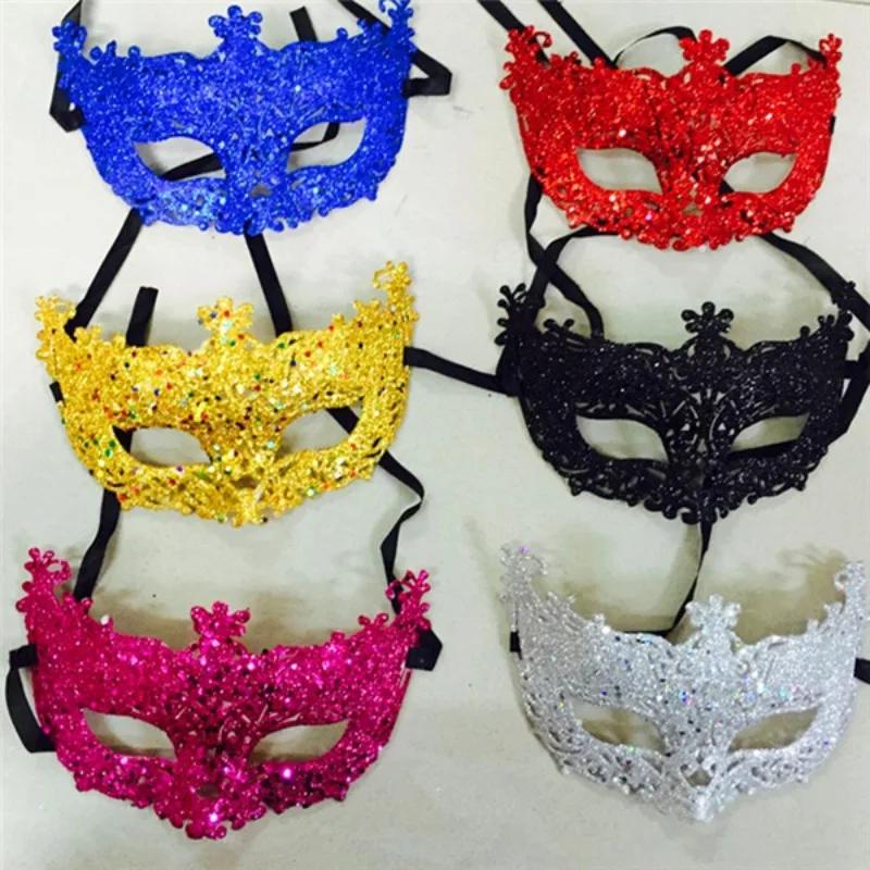 Princess Venice Mask Christmas Party Ball Mask Halloween Masquerade Performance Half Face Fox Sequin Lace Mask