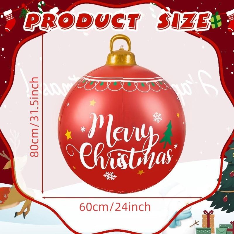 60cm PVC Inflatable Christmas Ball Outdoor Garden Festive Ornament Party Supplies Decorations