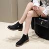 European and Americanforeign Trade Short Tube Medium Heel Retro Matte Short Boots Women's Cross-border Thick Heel Flat Bottom Side Zipper Martin Boots
