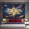 "Golden Star with Cosmic Galaxy Background" Pattern Wall Hanging Tapestry Decorative Tapestry Home Decor for Bedroom and Living Room