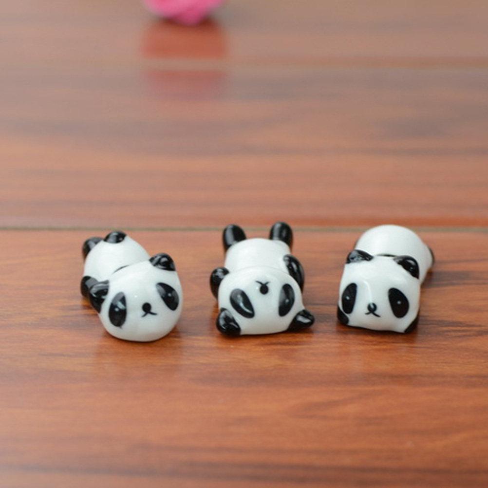 3Pcs Cute Panda Chopstick Pillow Ceramic Holder for Table Organization Animal Themed Kitchen Dining Decorative Accessory