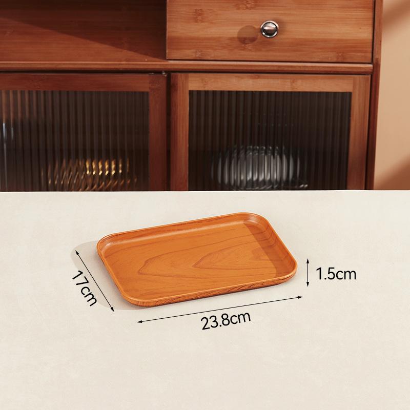 PP Plastic Tray Coffee Food Cup Trays Decorative Wood Grain Rectangular for Storage Dish Dessert Candy Tea Kitchen Supplies