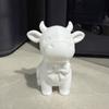 Yousheng 3D Printed Cow Figurine with Bow Tie, Cute Calf Statue, Minimalist Animal Model, Smiling Cow Ornament for Home Office Decor Gift
