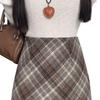 Women's High-Waist Plaid Wool A-Line Skirt - Slimming, Hip-Hugging, Autumn/Winter 2026 Style, Petite Fit