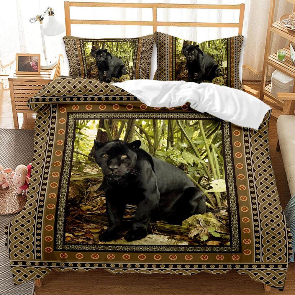 Ferocious Cat Duvet Cover Set African Blue Ferocious Cat Wildlife Twin Bedding Set Double Queen King Size Polyester Qulit Cover