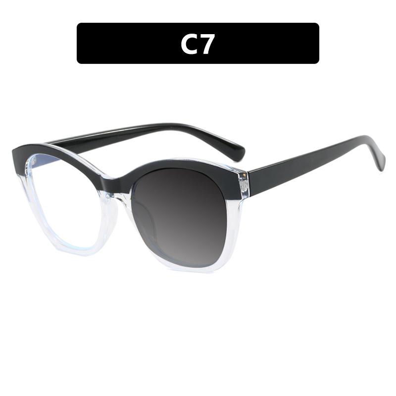 Luxury Brand Design Anti Blue Light Large Women  Patchwork Color Frame Photochromic Hyperopia Glasses Personalized +100~+600