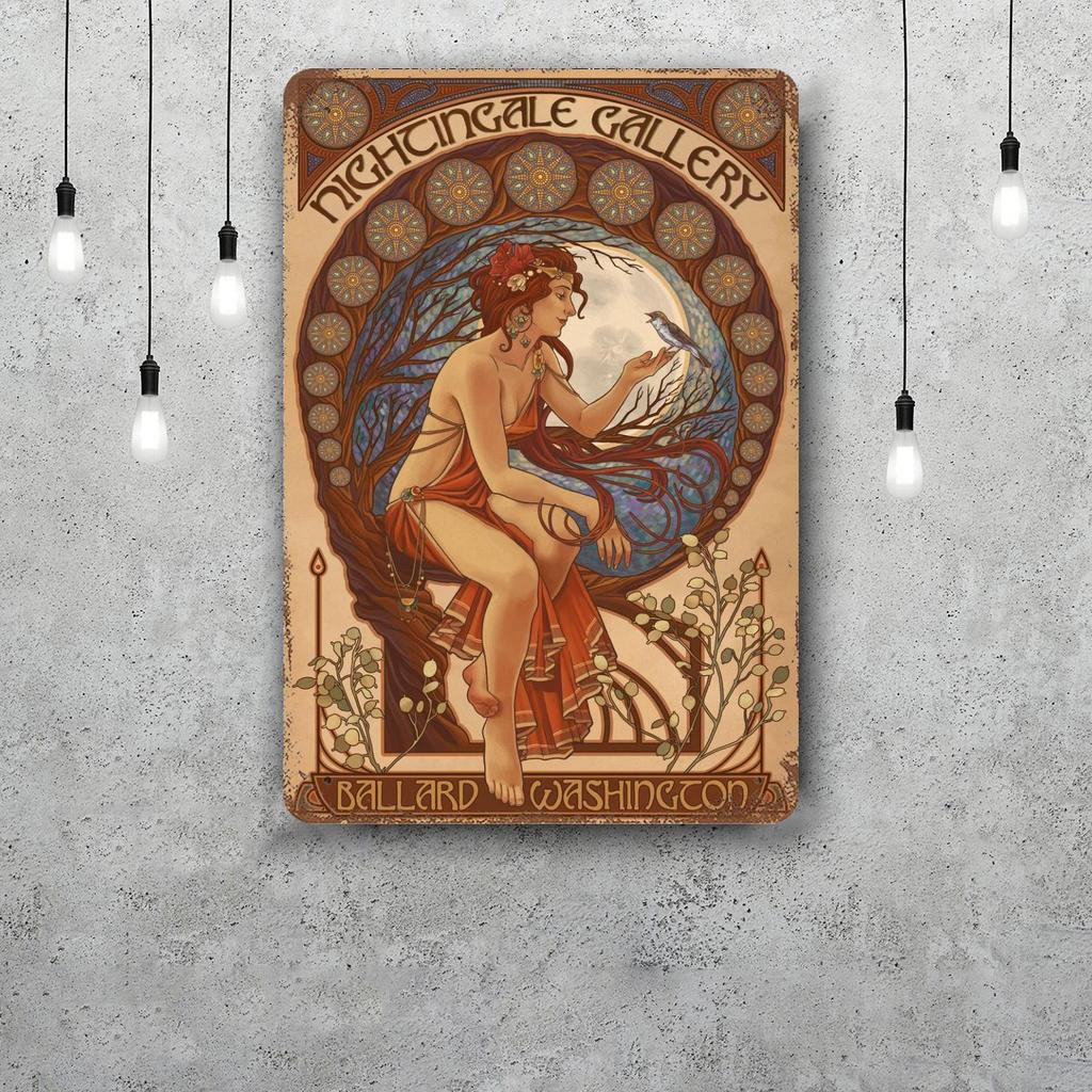 Art Nouveau Classic Poster Rusty Metal Plaque Retro Decorative Plate Bar Man Cave Garage Club Metal Sign Wall Decoration