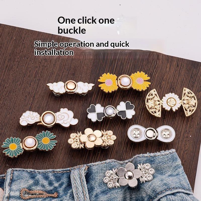 Various Cute Styles No Sew Waist Tightener Buttons Alloy Adjustable for Jeans Skirt Pants Waist Adjustment Accessory