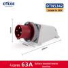 63A IP67 Reverse Insertion Plug Socket with 3-Core, 4-Hole, 5-Pin Connector