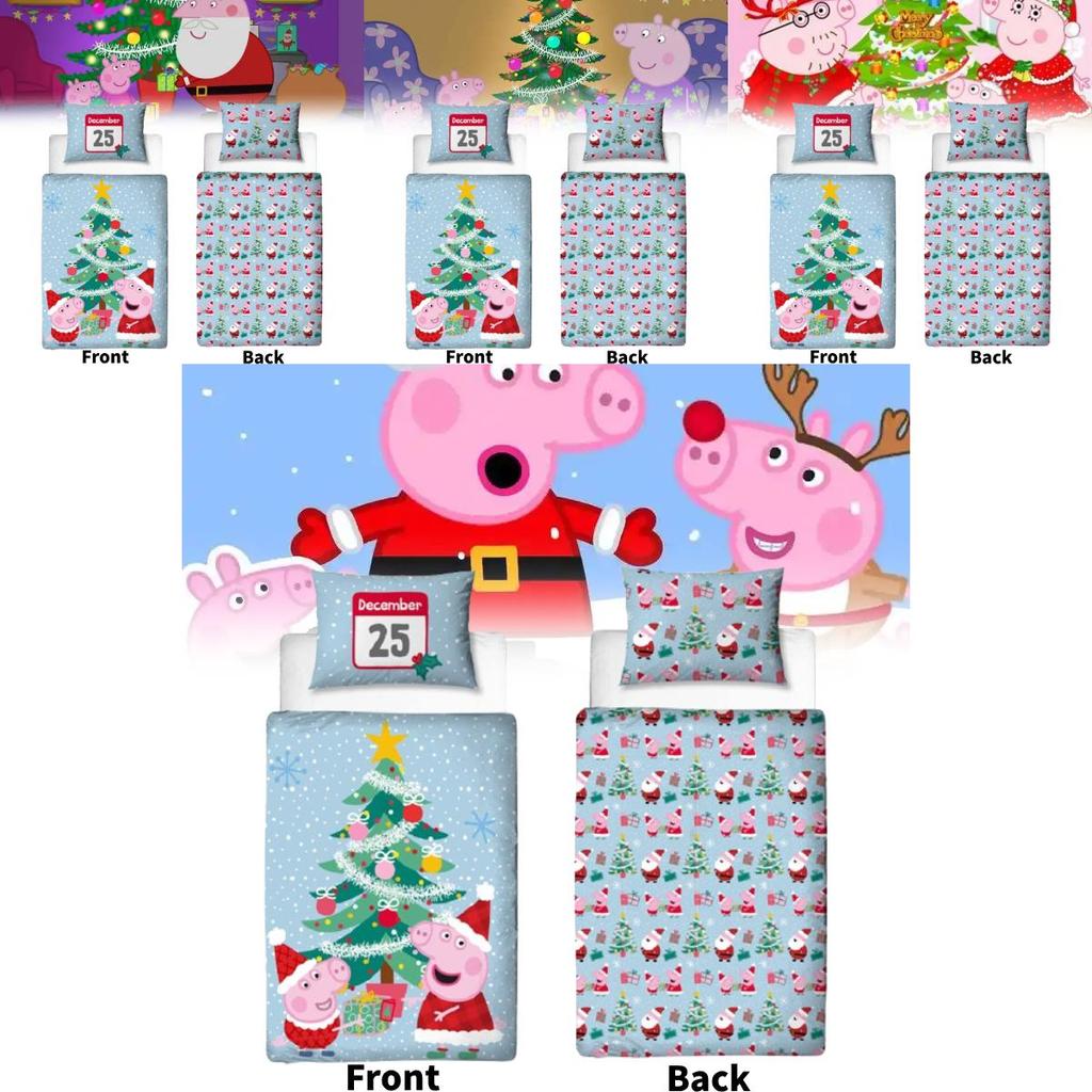 Peppa Pig Weihnachtliches Festdruck Bettwäscheset für Kinderzimmerdeko
