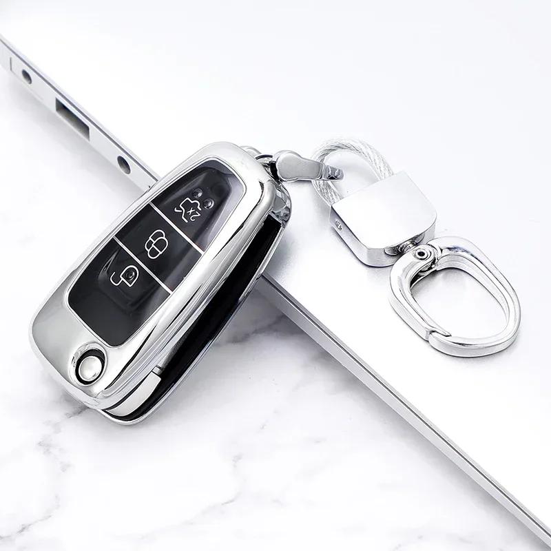 HITJ4 Car Key Cover Bag Case Shell Keychain for Ford Focus 2 3 MK3 ST RS Ecosport Kuga Escape Fiesta Fold C-Max S-Max Mondeo