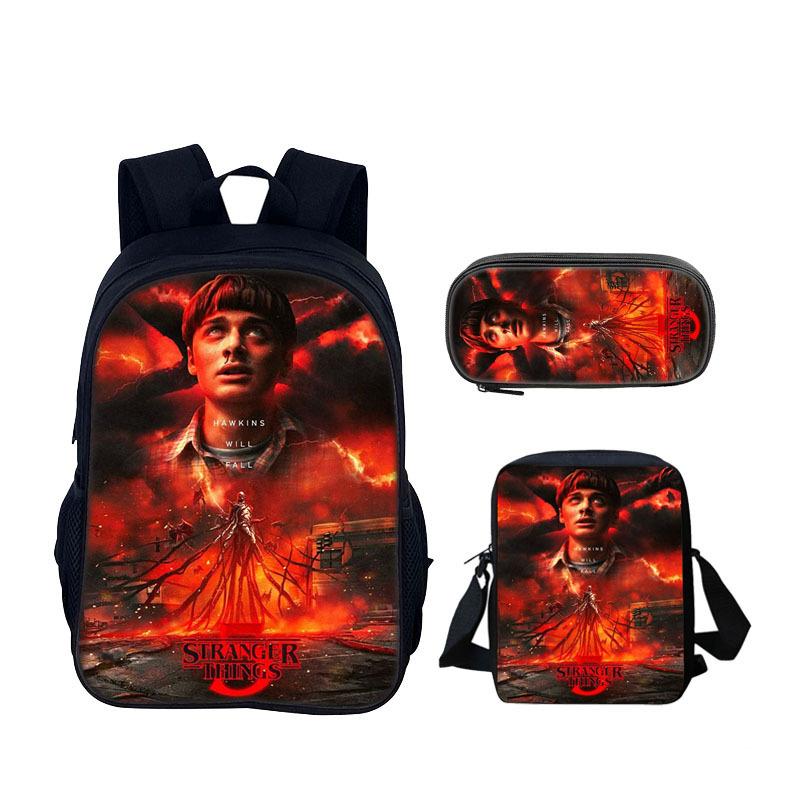 Zaino Scolastico Stranger Things Set da Tre Pezzi KTB Backpack three-piece set