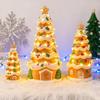 Gingerbread House Christmas Tree Figurine Light Up Resin Tree Shaped Gingerbread House with LED