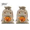 Reusable Gift Packaging 2Pcs Halloween Pumpkin Drawstring Bags for Candy Treats, Retro Burlap Small Storage Candies Trick or Treat Bags, Portable