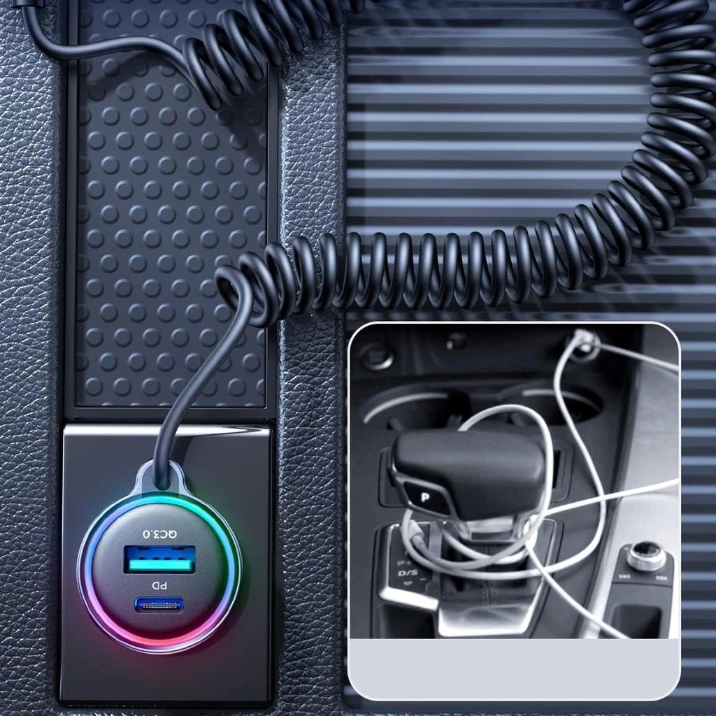 JOYROOM Caricabatterie rapido per auto 3 in 1 con cavo USB tipo C 1,5 m 55 W nero (Jr-Cl07)