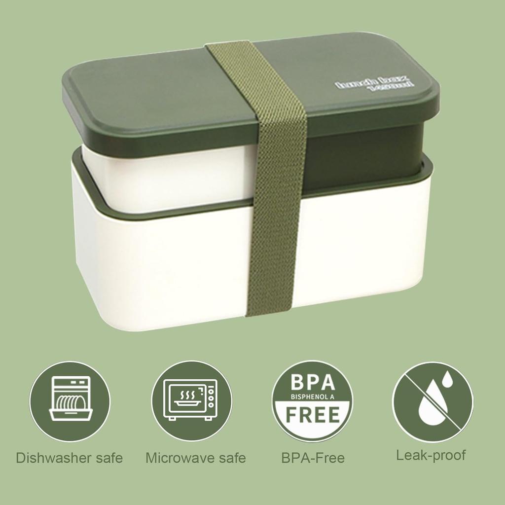Xiaomi Bento-Box für Erwachsene, Alles-in-Eins Japanische Stapelbare Lunchbox mit Herausnehmbarem Besteckset und Dichtband, Mikrowellen- und Spülmaschinenfest