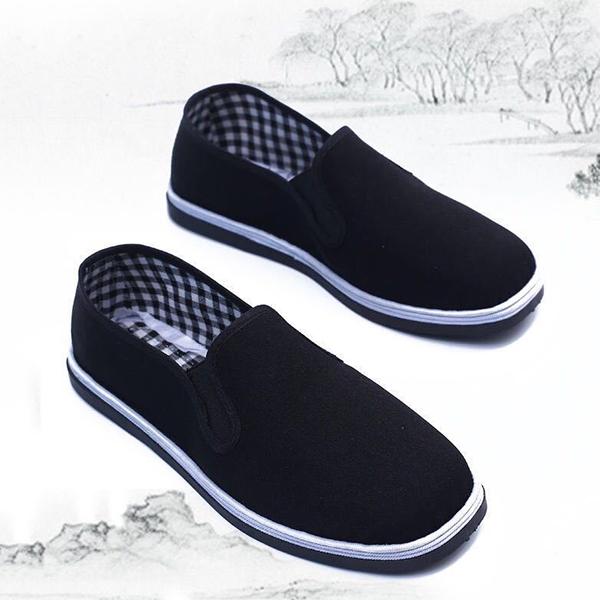 

Мужская тканевая обувь, противоскользящая износостойкая черная обувь, легкая повседневная дышащая обувь на мягкой подошве, обувь на плоской подошве 39 чёрный