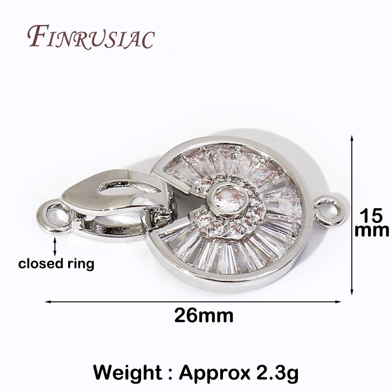 

Beads Clasps Fastener For DIY Pearl Necklace Accessories Brass Zircon Round Connector Clasps 18K Gold Plated Bracelets Clasp 1 Piece