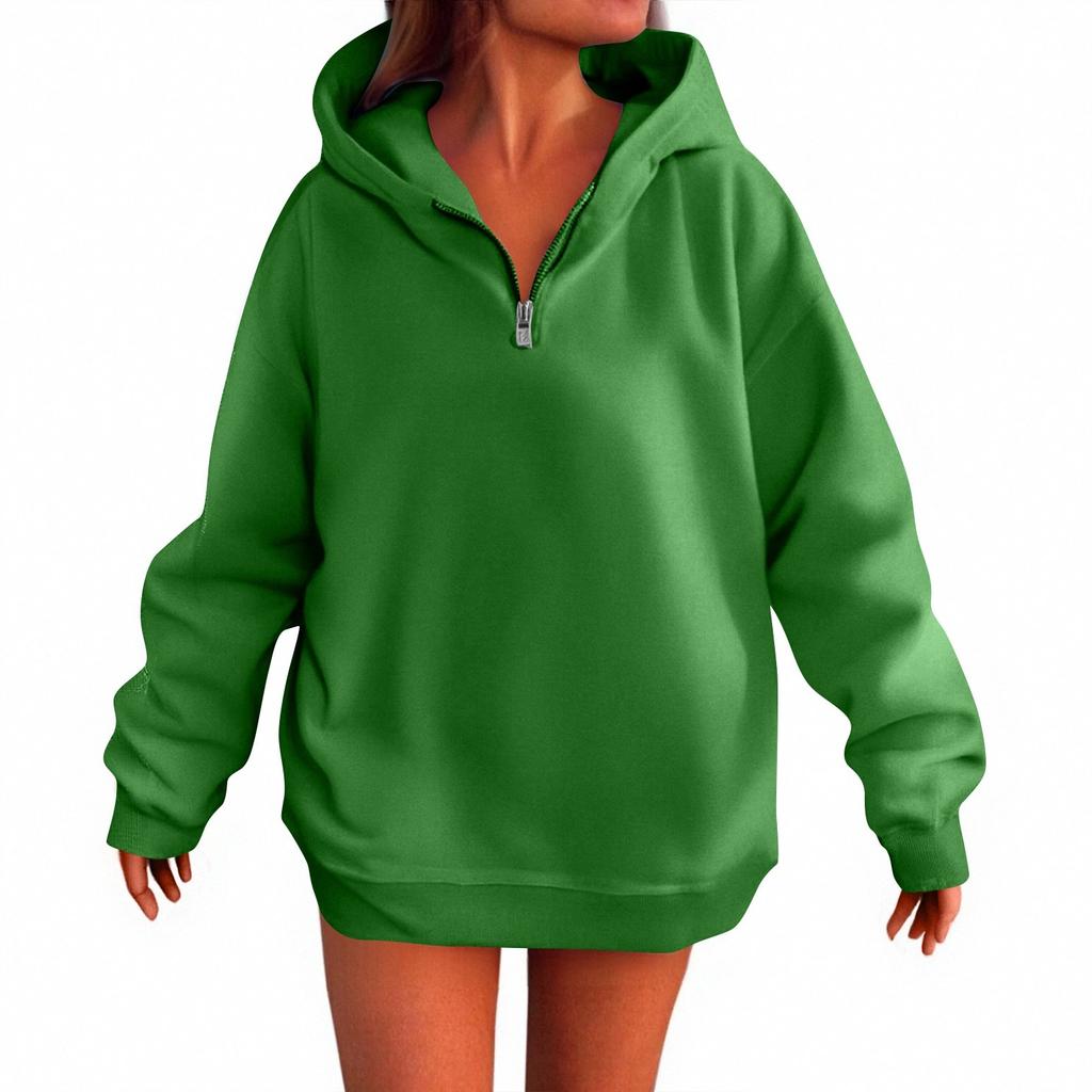 Women's Fashion Casual Long Sleeve Solid Color Hooded Sweatshirt Tops