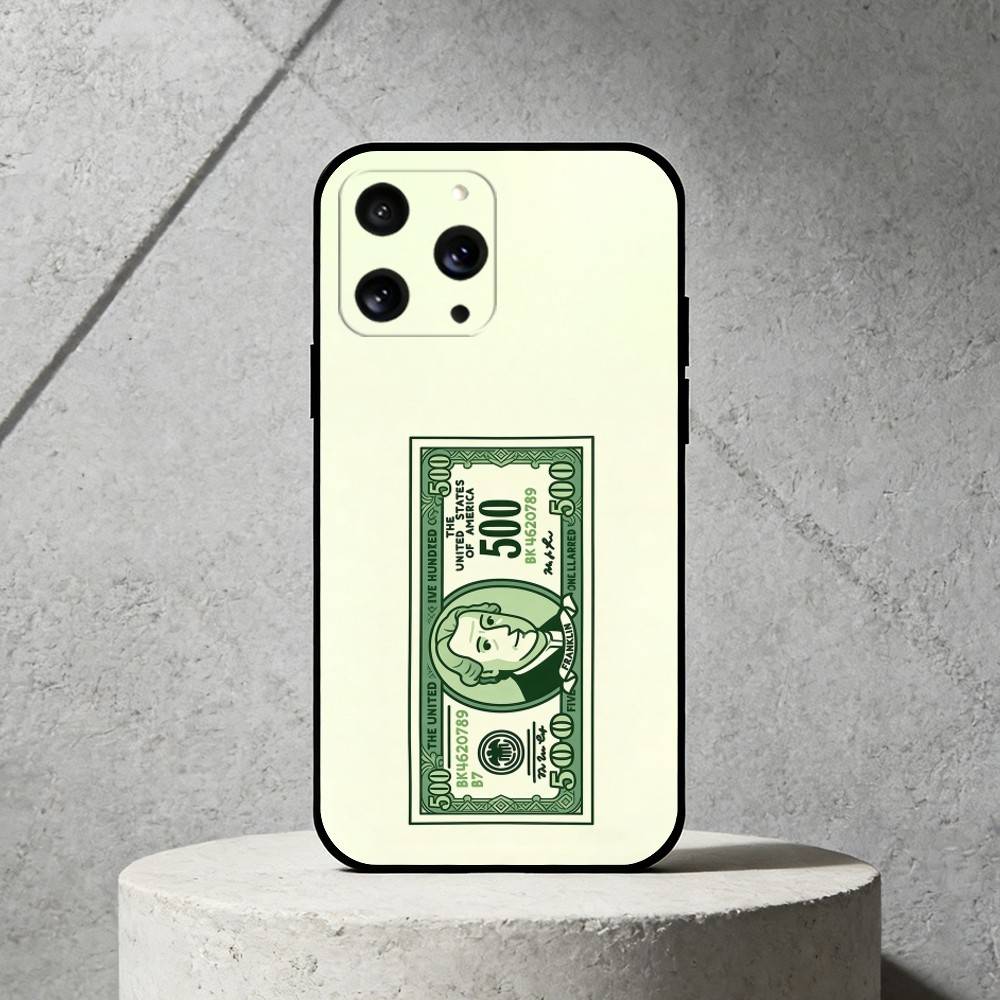 Q-Q version vector banknote Phone Case For iPhone 17,16,15,14,13,12,11 Plus,Pro Max,SE4Soft Silicone Black Cover