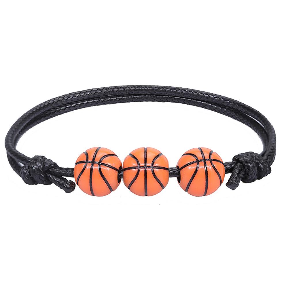 Football Basketball Tennis Rugby Hand Bracelet Wax Line Woven Tennis Rugby Bracelet Boys Girls Soccer Volleyball Beads Jewelry