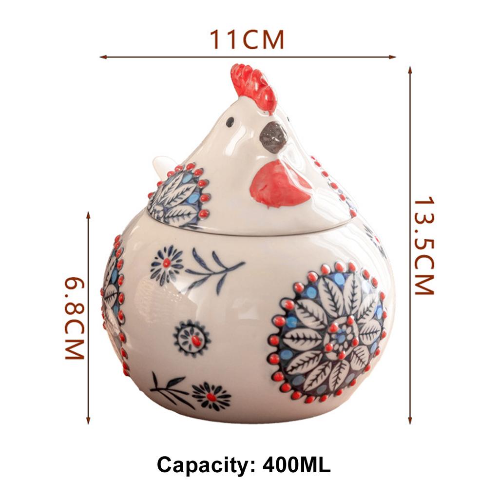 Chicken Shaped Ceramic Seasoning Dispenser Set with Lid Cute Chicken Shaped Seasoning Jars for Snacks Crackers and Easter Candy