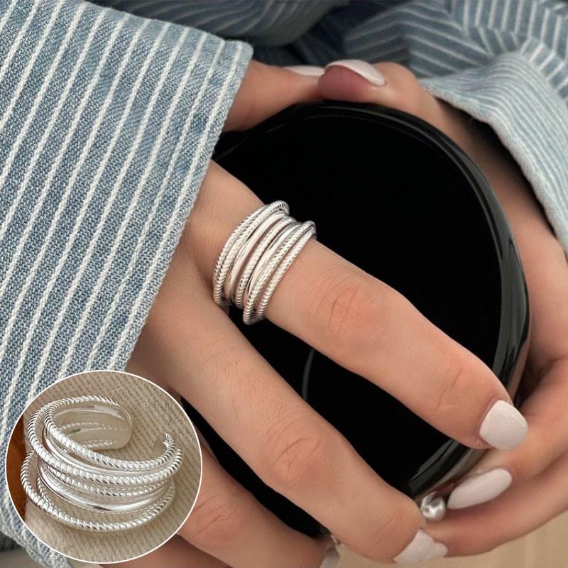 Korean Style S925 Silver-Plated Water Drop Crossover Open Ring – Women's Retro Fashion for Index Finger