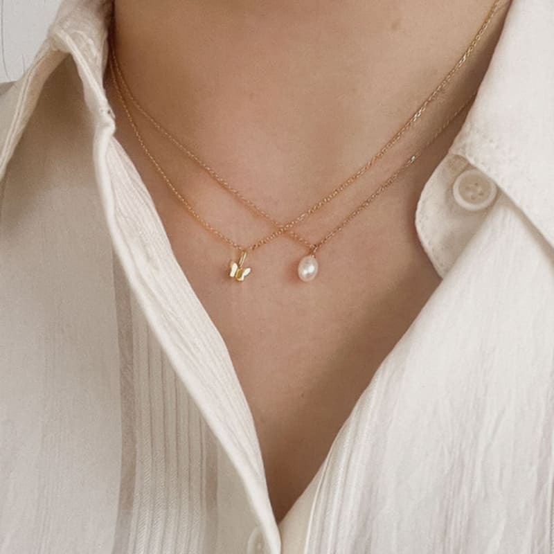 Objekt213 Kleines Schmetterlings-Halskettchen (Silber 925)