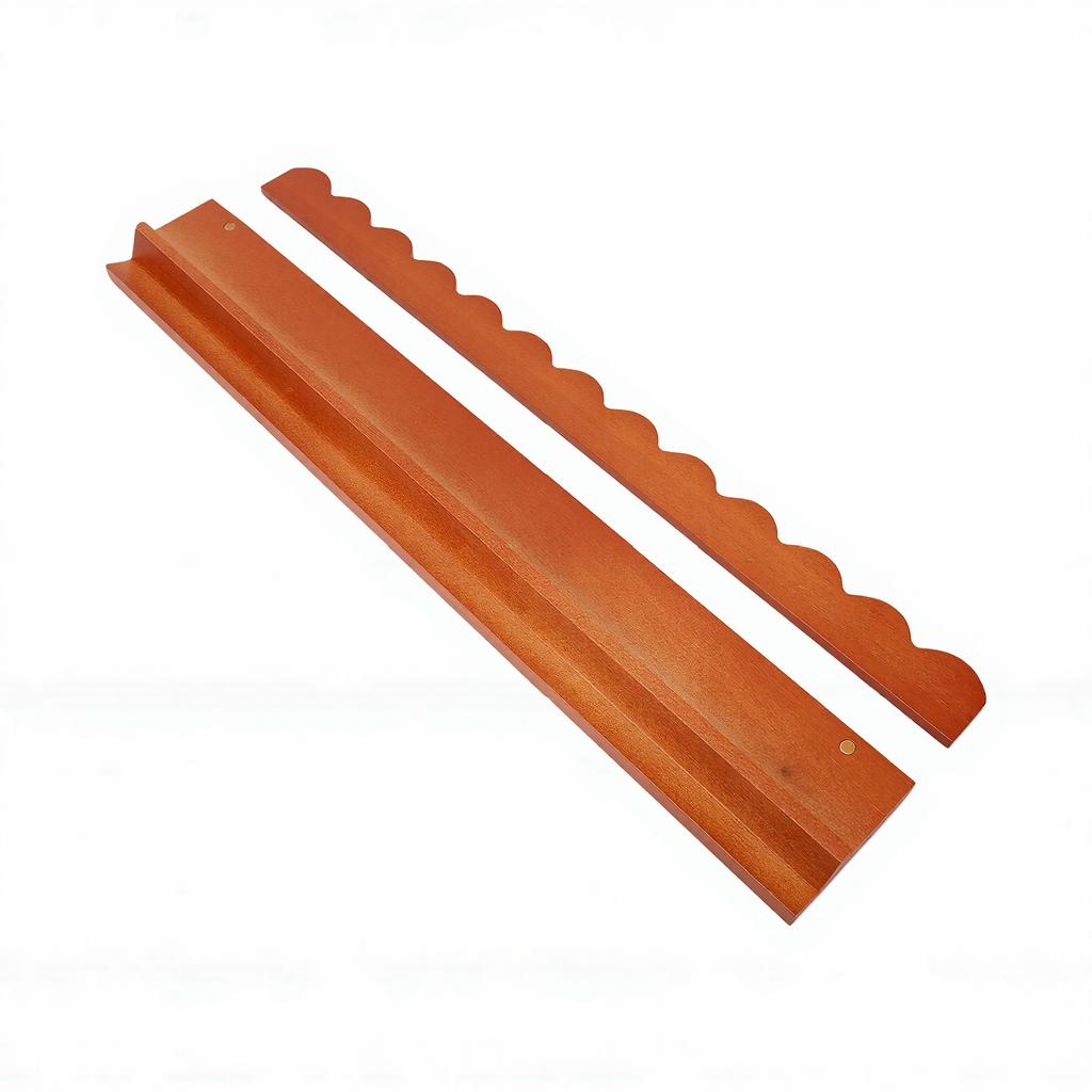 Wooden Mahjong Rack with Pusher 17 Inch Magnetic Scalloped Mahjong Tile Holder for Tiles Sorting and Gaming