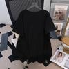 Women's Plus Size V-Neck Loose Fit Mid-Length Short-Sleeve T-Shirt (200/300/350 Jin)