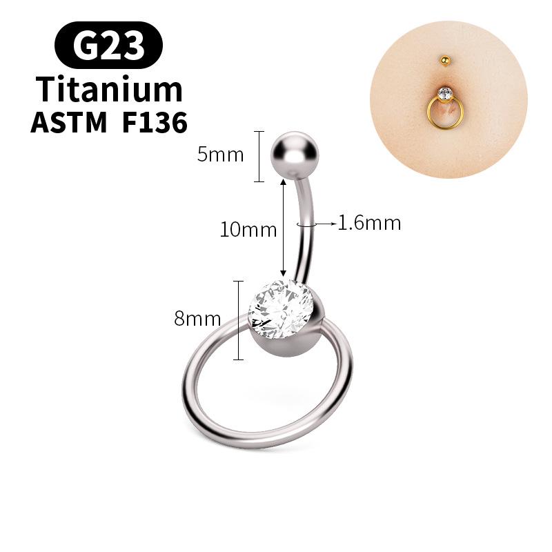 G23 Titanium Diamond Navel Ring - Captive Ball Belly Button Piercing 2023 New Titanium Alloy.