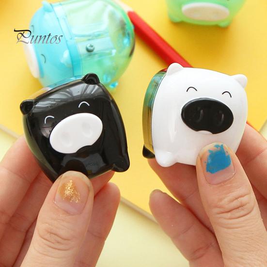 School Manual Pencil Sharpener Pig Shaped Plastic Waste Office Storage Convenient Curler for Desktop