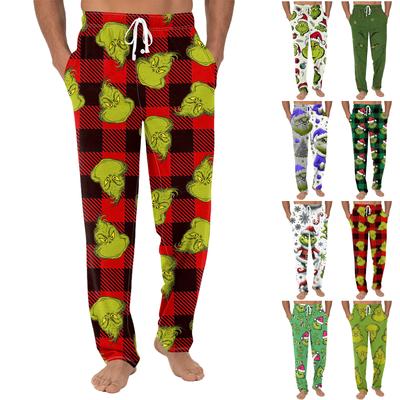 Mäns vanligt stickade fasta fickor Casual Byxor Hemma Pyjamasbyxor