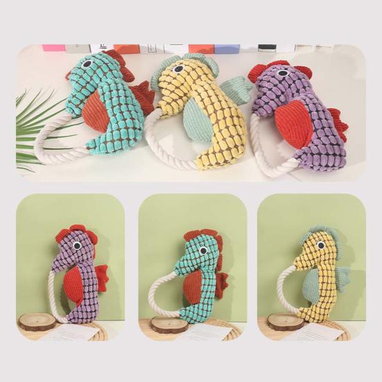 Pet Toy Seahorse Design Dog Boredom Buster Toy with Built-In Rattle Tug-of-War Teeth Cleaning Interactive Dog Toy